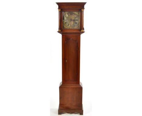 Gibson, Newcastle: a thirty hour mahogany longcase clock, the square brass roman dial with subsidiary date dial, anchor escap