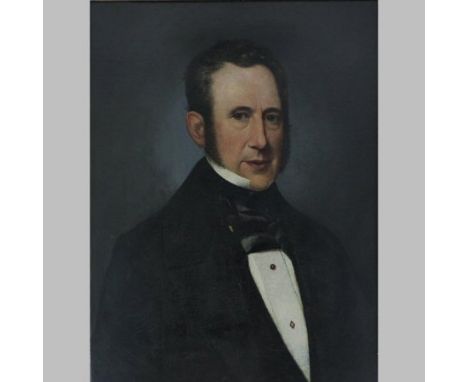 Continental School, 19th century, a head and shoulders portrait of a gentleman, with brown hair, wearing a black coat and whi