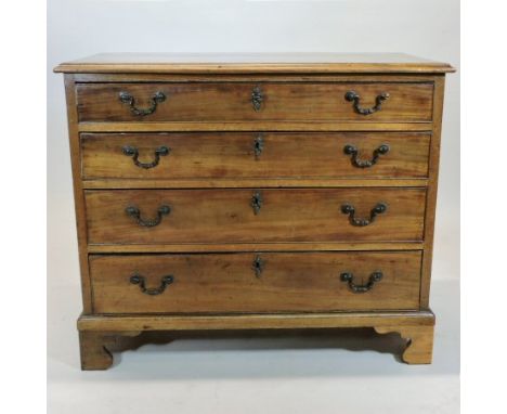 A George III mahogany chest, containing four long graduated drawers, on bracket feet, 96cm