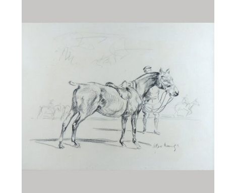 Sir Alfred James Munnings, KCVO, PRA, 1878-1959, a sketch of a horse and groom, signed pencil on paper, 30 x 40cm, together w