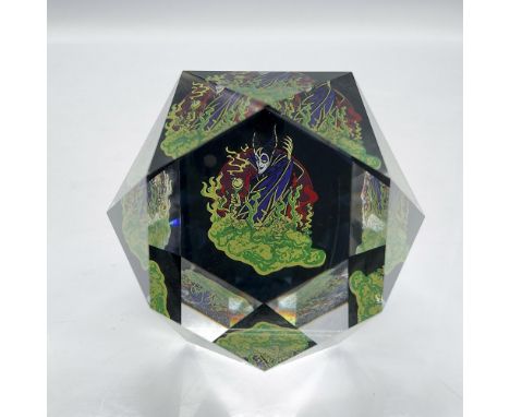 Limited edition crystal orb designed with colorful scene of Maleficent creating her magic. Colored in black, purple, green an