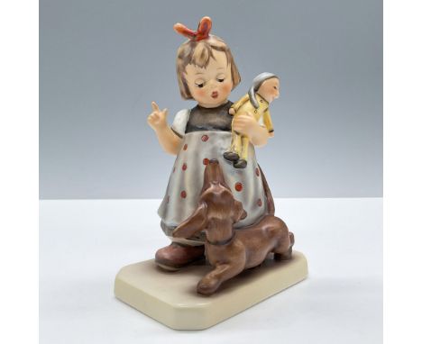 Exclusive edition for the M.I Hummel club. Features a little girl scolding her dog while holding a doll. This item has its or