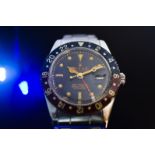 Rolex GMT Master "Pussy Galore" Vintage Radium Dial Men's Wristwatch, c. 1950s, Stainless Steel Brac