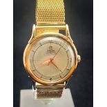 Omega 18k Gold Bumper Men's Watch Gold Plated Bracelet
