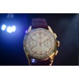 Longines 6595 Chronograph 30CH Flyback 18k Rose Gold Vintage Watch c 1959