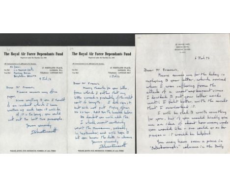 F/O Innes B. Westmacott of 56 Sqn, WW2 Battle of Britain Fighter Pilot. Three Handwritten letters, all signed by Westmacott, 