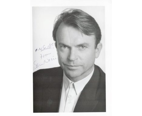 Sam Neil actor signed 7 x 5-inch b/w dedicated portrait photo. Good condition. All autographs come with a Certificate of Auth
