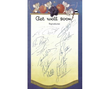 A Get-Well Card Multi signed by Arsenal team players including Lester Piggott, Pat Eddery, John Reid, Tyrone Williams, Tony I