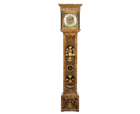 A WALNUT AND MARQUETRY LONGCASE CLOCKLATE 17TH CENTURY AND LATERthe brass two train movement with an outside countwheel, anch