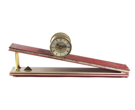 A DENT INCLINED PLANE CLOCKDATED 1973the brass cylindrical movement numbered '271' and inscribed 'Andrew Fell del. 1973', the