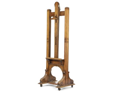 A FINE VICTORIAN WALNUT EASELBY JOUBERT, LONDON, LATE 19TH CENTURYof architectural form, with a tilt and adjustable height re