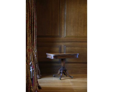 λ A PAIR OF REGENCY ROSEWOOD CARD TABLESAttributed to Gillows, c.1810-20each with nulled decoration, the hinged and swivel to