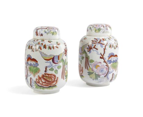 A PAIR OF ASHWORTH 'MASON'S PATENT IRONSTONE' GINGER JARS AND COVERSLATE 19TH CENTURYof ovoid form, printed and painted with 