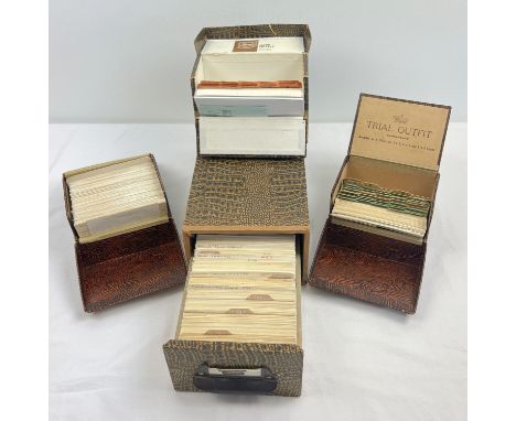 3 vintage boxes and a pull out drawer of index cards for listing projector slides. To include examples by Trail Outfit. Large