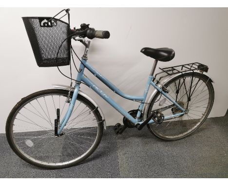 A ladies Activ by Raleigh bicycle with front basket and Shimano breaks and gears, overall L. 160cm.