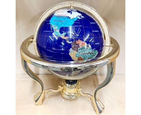 A semi-precious stone inset globe, H. 37cm.