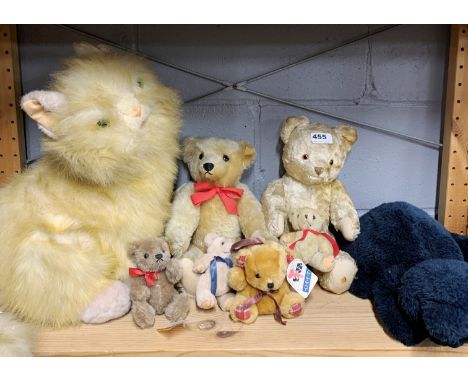 A group of vintage bears and other soft toys.