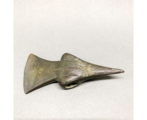 Antiquities Interest: A bronze axe head possibly bronze age, L. 18cm. Prov. N. Forbes collection.