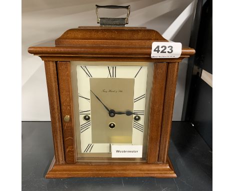 A contemporory Westminster chiming mechanical bracket clock, H. 26cm.