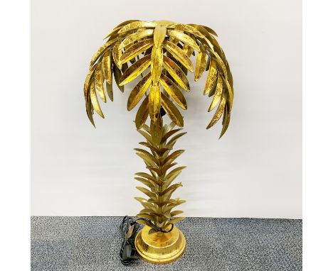 A contempary gilt metal palm tree table lamp, H. 70cm.
