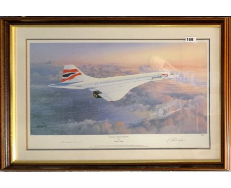 A framed lithograph Concord Queen of the skies by Phillip E West, limited edition 50/400. Signed by the artist and pilot Barb