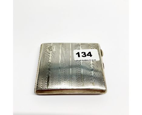 An Art Deco hallmarked silver cigarette case, 10 x 8cm.