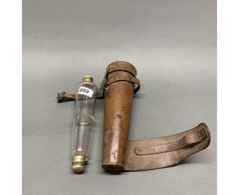 A leather cased double ended spirit flask, L. 26cm.