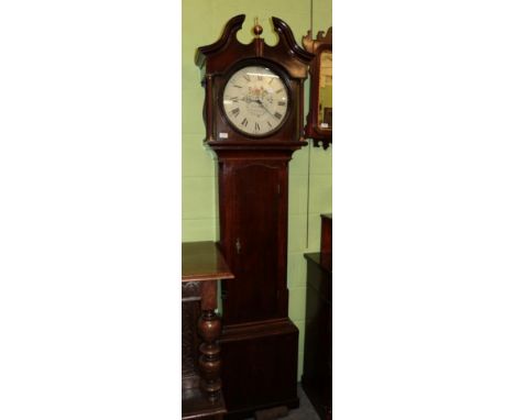 An early 19th century thirty-hour oak longcase clock, circular painted dial signed Sam Hill, Sheffield 