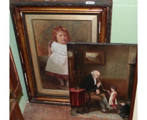 British School (19th century) At Grandfather's House, indistinctly signed, oil on canvas; together with an indistinctly signe