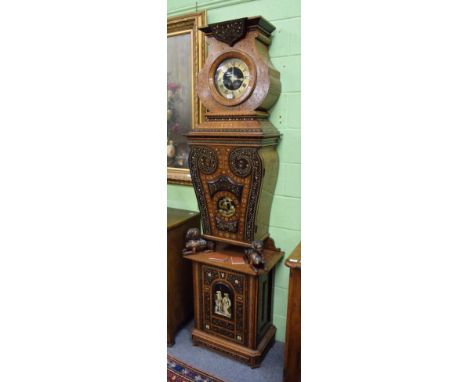 An impressive Italian mother of pearl and bone marquetry inlaid striking longcase clock, probably Sorrento, late 19th century