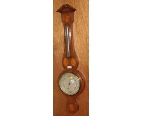 An inlaid oak barometer, the dial inscribed C W Dixley &amp; Son, 3 New Bond St, London 