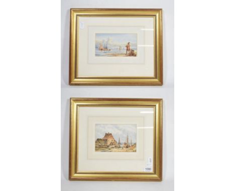 A pair of watercolours, Evening light and Awaiting a catch (2)