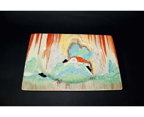CLARICE CLIFF PLATE - FOREST GLEN a rectangular Biarritz plate in the Forest Glen design. Marked, The Biarritz, Royal Staffor