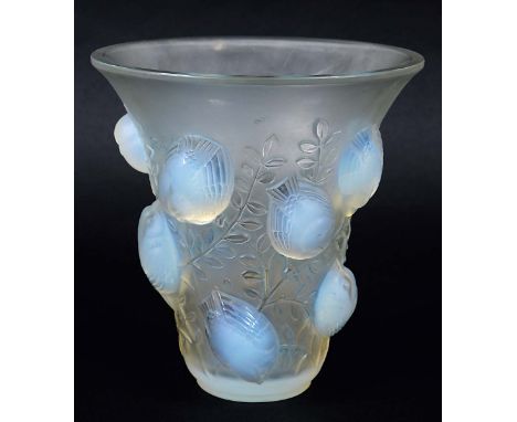 LALIQUE VASE - SAINT FRANCOIS a Lalique frosted and opalescent vase in the Saint Francois design. Model No 1055, circa 1930. 