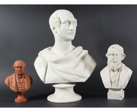 PRINCE ALBERT, a Kerr,  Worcester, parian bust, after EJ Jones, blue printed mark, height 35cm; together with a parian bust o