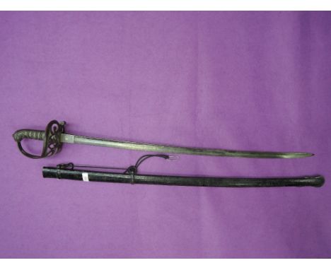 A British Rifle Officer's sword 1827 pattern, it has a steel gothic hilt with strung bugle in the centre of the hilt, with me