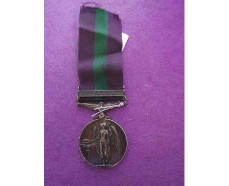 An Elizabeth II General Service medal for Cyprus to 23291134 Pte. K. Cromwell. R.A.O.C.