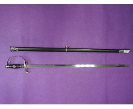 A reproduction German World War II officers sword with scabbard