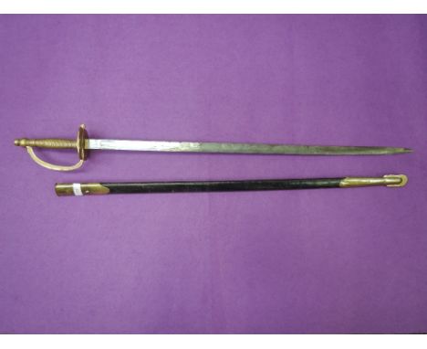 A U.S. Infantry NCO's sword, model 1840 with brass hilt and brass and leather scabbard