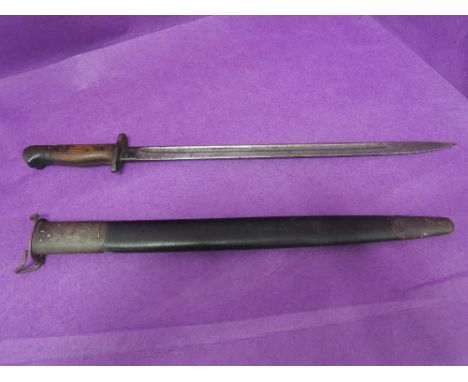 A British SMLE bayonet pattern 1907, without the Hook Quillion as 1913 pattern, date stamp 1907, with scabbard