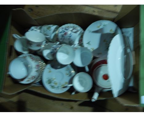 Royal Stafford "Bramble Rose" part tea service, Royal Stafford "Fragrance" part tea service and Kirkham pottery teapot and bo