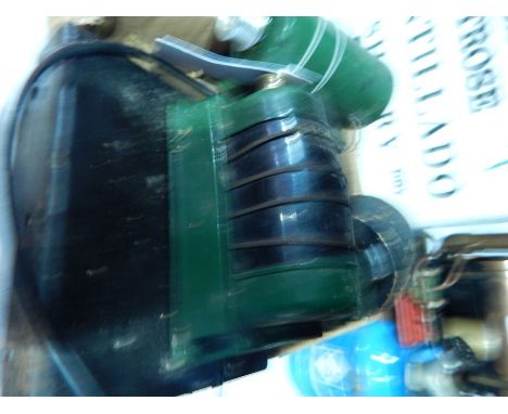 Stuart Turner model engine, thought to run on camping gaz together with quantity of metal plates, copper cylinder, etc.