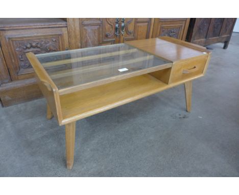 A G-Plan Brandon light oak and glass topped coffee table 