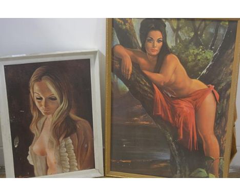 After Nina Degrum, By Candlelight, and a 1960's nude, two vintage prints, framed (2). First 60cm by 47cm