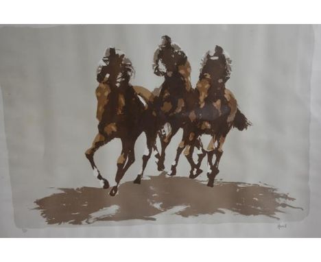 Peter Howell, The Last Furlong, four colour limited edition silkscreen print, 63/200, printed by Christie's Contemporary Art 