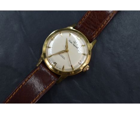 A gent's Smiths Imperial gold plated manual wrist watch having Arabic quarter numerals and baton dial with a red pointer swee