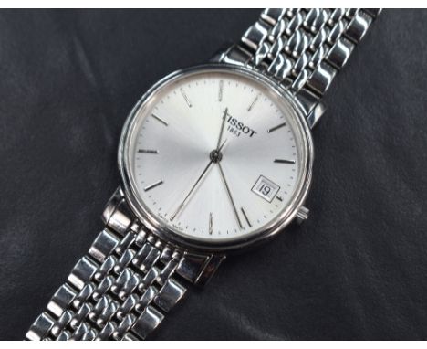 A Tissot 1853 stainless steel quartz wristwatch, the silver dial with baton numeral and date aperture, numbered T870/970 2658