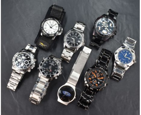 A selection of gent's wrist watches including Curren, Wende, Reebok, Schaffer, Ford &amp; Dunlop