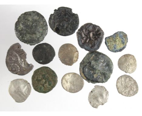 Celtic Britain (14) silver, potin, bronze and base cores; noted some Durotriges 'zigzag/thunderbolt' silver units, mixed grad