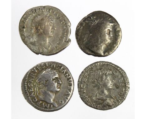 Roman Imperial silver Denarii (4): Nero Salus type fair (light), Hadrian 'LIBERAL AVG III' GF; Vespasian 'COSITERTRPOT' AD69(